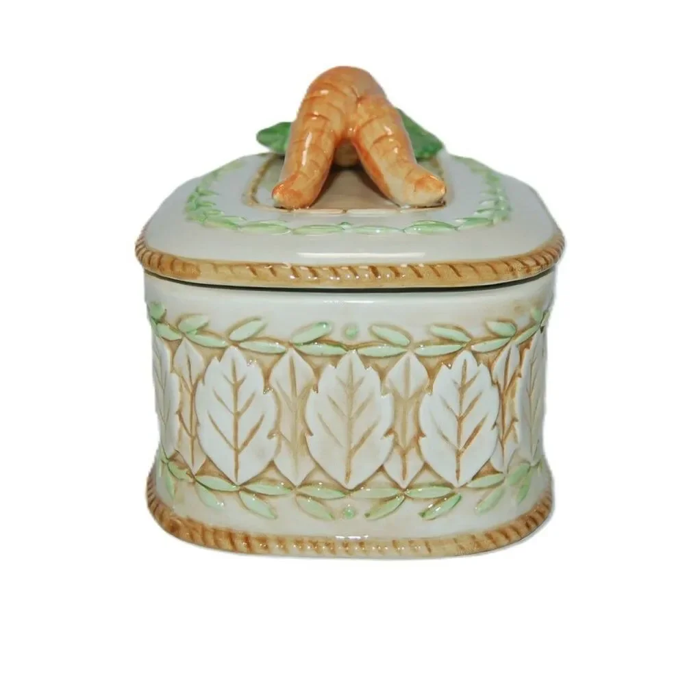 VINTAGE FITZ AND FLOYD LE CANARD CARROT TEA BOX 6